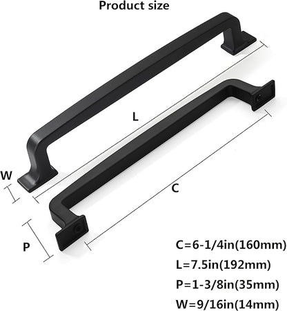 khtumeware 6 Pack 6-1/4 Inch Kitchen Cabinet Handles Matte Black Cabinet Pulls Black Drawer Pulls Kitchen Cabinet Hardware Kitchen Handles for Cabinets Cupboard Handles Drawer Handles