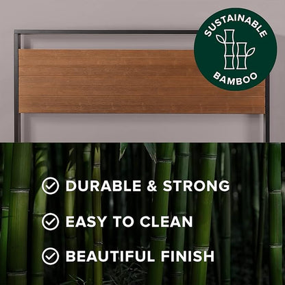 ZINUS Suzanne Bamboo and Metal Platform Bed Frame, 7-Inch Low Profile, Solid Steel Construction, No Box Spring Needed, Wood Slat Support, Easy Assembly, Chestnut Brown, Full