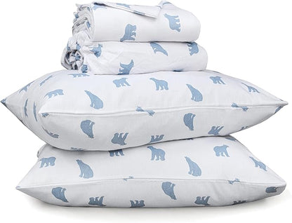 RUVANTI Flannel Sheets King Size - 100% Cotton Brushed King Bed Sheets Set - Deep Pockets 16 Inches - All Seasons Breathable & Extra Soft - Warm & Cozy, 4 Piece, Happy Cubs
