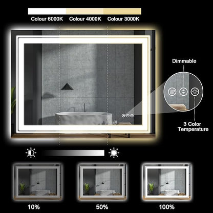 LED Bathroom Mirror, 84"X32" with Front and Backlit, Anti-Fog, Large Bathroom Vanity Mirror for Wall, Memory Function, Stepless Dimmable, Tempered Glass (Horizontal/Vertical)