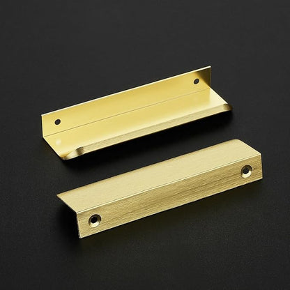 Ravinte Hardware 8 Pack Gold Cabinet Handles, 5 Inch (128mm) Finger Edge Pulls, 4 Inch Hole Center, Finger Pulls for Cabinets