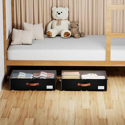 Underbed Storage With Wheels,Large Capacity 7.5 inches Height Storage Bins,Rolling Underbed Shoe Storage Containers,dorm Storage Drawers for clothes & blankets