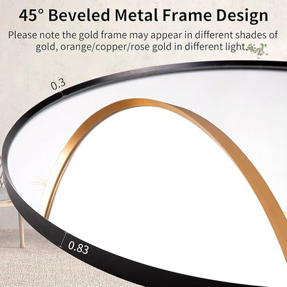 30" Round LED Bathroom Mirror, Wall Mounted Round Backlit Mirror LED Bathroom Vanity Mirror with Lights Fog Free Circle Lighted Mirror with Gold Frame, Smart Light up Mirror 3-Color