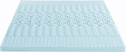 Mellow 3 Inch 5-Zone Memory Foam Mattress Topper, Cooling Gel Infusion, Dorm Essentials, King Blue