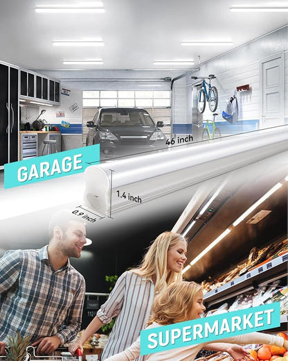 (4 Pack) 4FT T5 LED Shop Light,6500K,20W,2300LM(Super Bright White) Linkable LED Integrated Fixture,Garage Ceiling and Cabinet Light,Strip Light,Corded Electric with ON/Off Switch