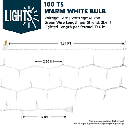 Joiedomi Christmas String Lights Indoor,200(2x100) Mini Warm Fairy Light,43FT Lighting Decor for Patio Dorm Classroom Bedroom Holiday Wedding Party Garland Birthday Festival,White Wire