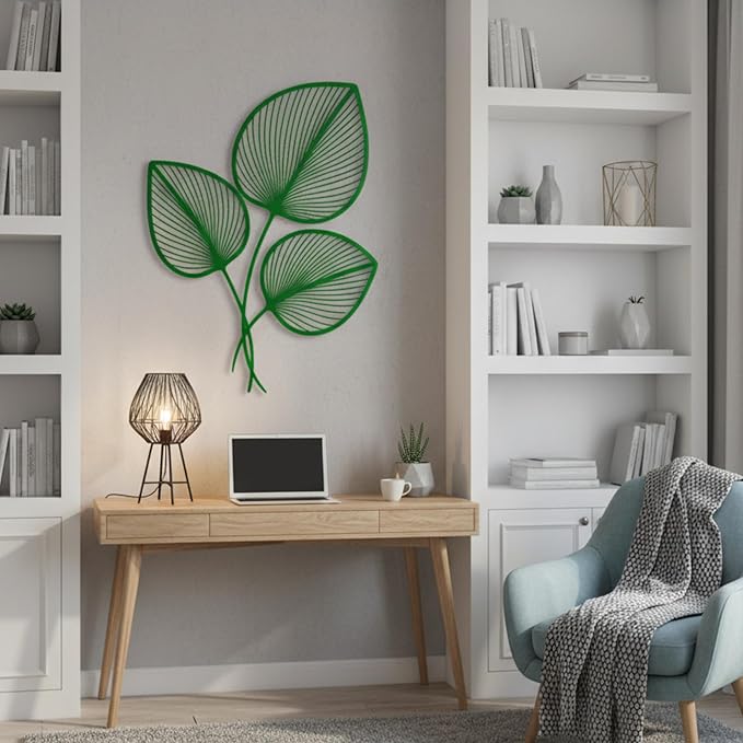 Momchi Minimalist Leaf Metal Wall Art | Modern Botanical Line Art Wall Decor | Boho Steel Leaf Sculpture for Living Room; Bedroom; Office | Scandinavian Nature-Inspired Wall Hanging