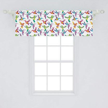 Lunarable Hummingbird Window Valance, Colorful Summer Cartoon Birds Exotic Fauna Design Colibri Pattern Illustration, Curtain Valance for Kitchen Bedroom Decor with Rod Pocket, 54" X 18", Lilac Green