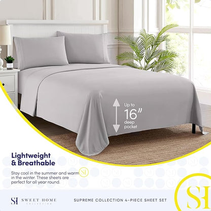 1800 Thread Count Sheet Set – Soft Egyptian Quality Brushed Microfiber Sheets – Luxury Bedding Set with Flat Sheet, Fitted Sheet, 2 Pillow Cases