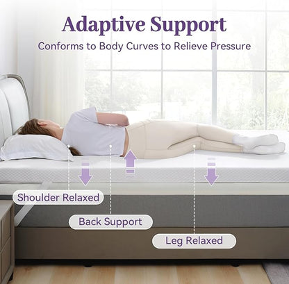 SINWEEK 2 Inch Gel Memory Foam Mattress Topper Full XL Size, Ventilated High Density Pad for Back Pain, Bed Topper with Removable Soft Cover, CertiPUR-US Certified