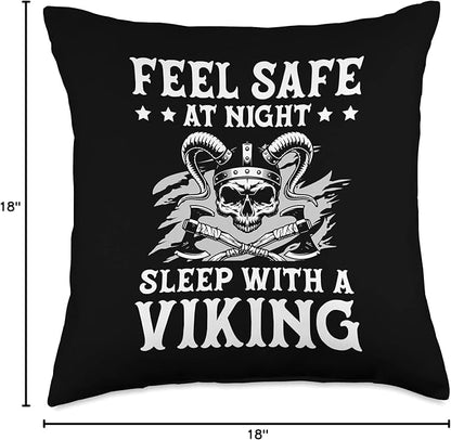 Feel Safe At Night Sleep With A Viking Valhalla Scandinavian Throw Pillow