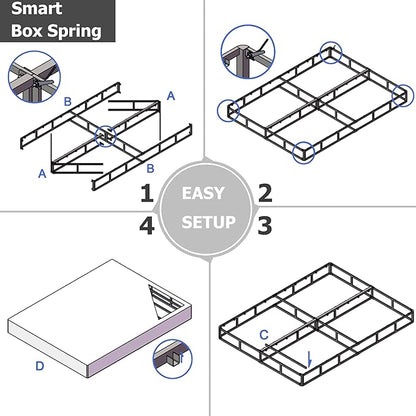 Full Box Spring 9 Inch High Profile Strong Metal Frame Mattress Foundation, Quiet Noise-Free,Easy Assembly, 3000lbs Max Weight Capacity