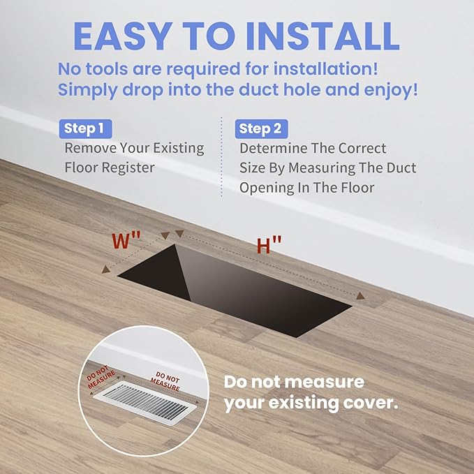 4x10 Inches 6 Pack Heavy Duty Walkable Floor Register - Easy Adjust Air Supply Lever Decorative Floor Vent Covers, Boston Design Vent Covers for Home - Matte Black