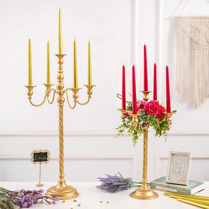 Sziqiqi Gold Candelabra Centerpieces for Tables 28in - Tall Candelabra Candle Holder for Wedding Gold Candlestick Holders for Table Centepiece Party Banquet Event