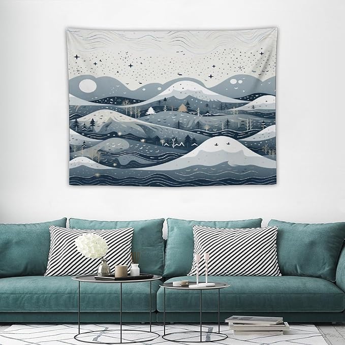 MaSiledy Snow Mountain Scandinavian Winter Tapastry's Wall Hanging Winter Holiday Tapestries for Bedroom Landscape Tapestry for Bedroom Colorful Wall Hanging Aesthetic Wall Art For Room Decor 30"x40"