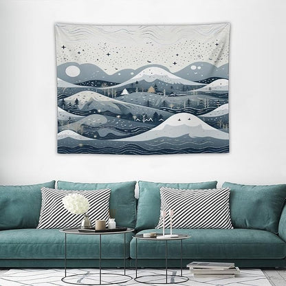 MaSiledy Snow Mountain Scandinavian Winter Tapastry's Wall Hanging Winter Holiday Tapestries for Bedroom Landscape Tapestry for Bedroom Colorful Wall Hanging Aesthetic Wall Art For Room Decor 30"x40"