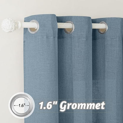 RYB HOME Extra Wide Semi Sheer Curtains, Grommet Easy Sliding Room Divider for Office Bedroom Separation, Large Window Curtains for Sliding Glass Door, Stone Blue, W 100 x L 84, 1 Pcs