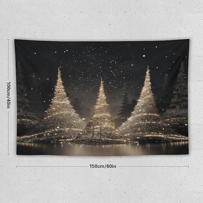 Tapestry Silver Lighted Christmas Trees Tapestries for Bedroom Vintage Christmas Wall Tapestry Vintage Wall Hanging for Living Room Dorm Decor Landscape 40"x60" Tapestries Winter Snowflake Decorative