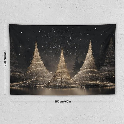 Tapestry Silver Lighted Christmas Trees Tapestries for Bedroom Vintage Christmas Wall Tapestry Vintage Wall Hanging for Living Room Dorm Decor Landscape 40"x60" Tapestries Winter Snowflake Decorative