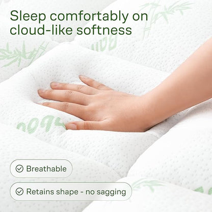 Ultra Soft Full XL Size Mattress Topper - Viscose Made from Bamboo Pillow Top Mattress Pad for Back Pain Relief - Naturally Cooling for Hot Sleepers, Green