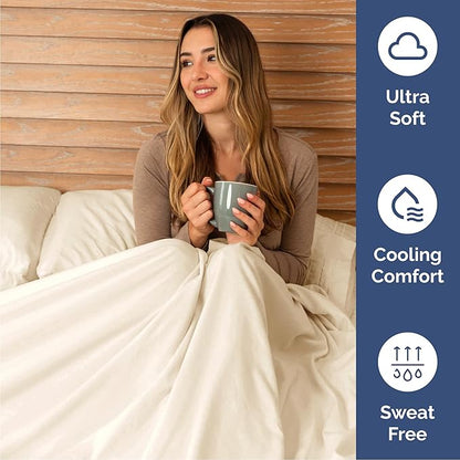 Cal King Size 4 Piece Sheet Set - Comfy Breathable & Cooling Bed Sheets Set - Hotel Luxury Bedding for Women, Men, Kids, Teens, Boys & Girls - Deep Pockets, Soft, Wrinkle Free - Oeko-Tex - Off White