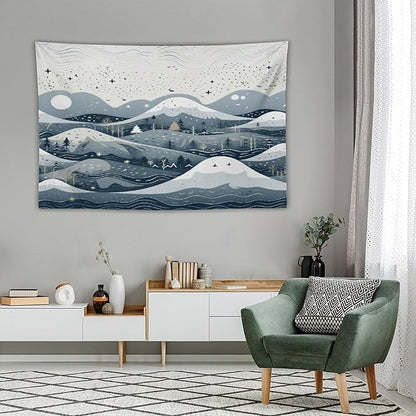 MaSiledy Tapastry's Wall Hanging Snow Mountain Scandinavian Winter Tapestry Rustic Country Holiday Wall Art Tapestry for Bedroom Aesthetic for Bedroom Aesthetic Home Decor 40"x60"