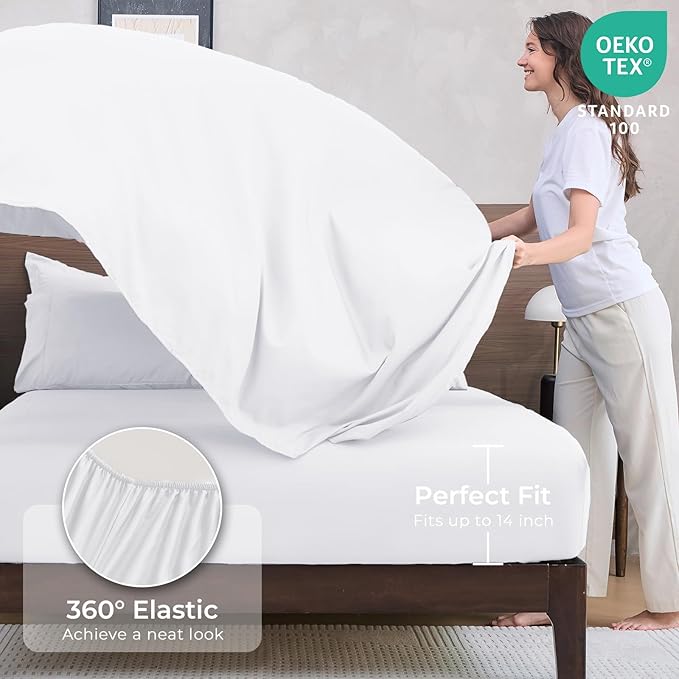HEVUMYI Twin Comforter Set - 5-Piece All Season Bed in a Bag Twin, Ultra Soft Bedding Set with Comforter, Flat Sheet, Fitted Sheet, Pillowcases, Pillow Shams, White