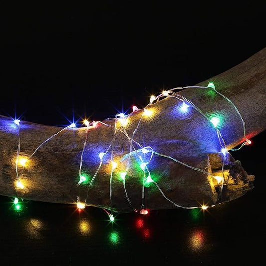 MUMUXI 12 Pack 7.2ft Fairy Lights Battery Operated String Lights, 20 Mini Battery Powered LEDs for Centerpiece Table Decorations, Wedding Party Bedroom Mason Jar Christmas, Multicolor