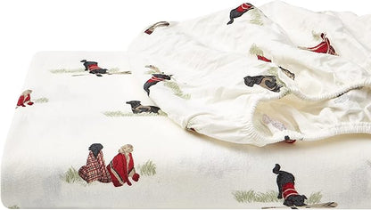 Eddie Bauer - Flannel Sheets Full Size, Anti-Pilling & Wrinkle Resistant Cotton, Touchably Soft for All-Season Comfort - Bed Sheets with Matching Pillowcases & Fitted Sheet (Retriever Friends)