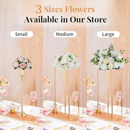 NUPTIO Flower Balls for Wedding Centrepieces - 2 Pcs 9.5in Diameter Artificial Flower Ball Arrangement Bouquet Peachy Pink & Creamy White Fake Rose Flowers Party Centerpieces for Weddings Tables