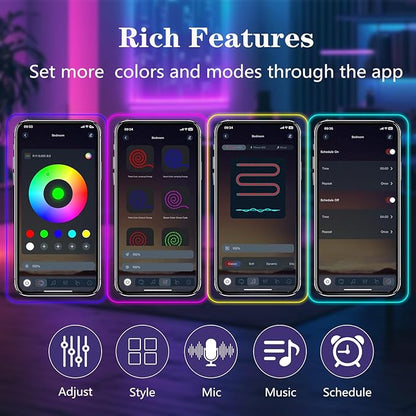 100FT Led Rope Lights,Flexible Neon Light Control with App/Remote,Multiple Modes,IP67 Outdoor Waterproof,Music Sync Strip for Bedroom