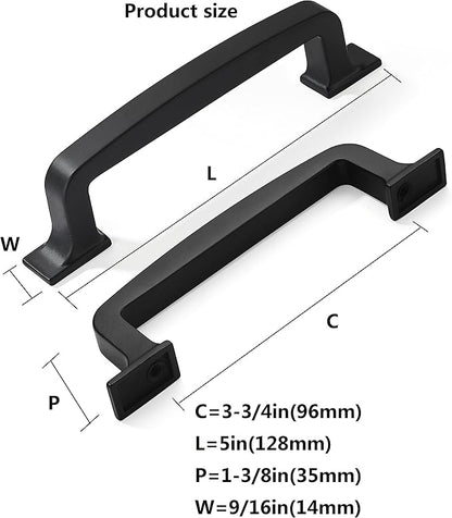 Khtumeware 10 Pack 3-3/4 Inch Matte Black Cabinet Handles - Drawer Pulls for Kitchen, Cupboard, Hardware