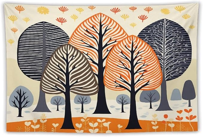 MaSiledy Tapestry Shabby Chic Trees Aesthetic Bedroom Tapestries Fall Autumn Tree Tapastry's Wall Hanging Wall Hanging for Living Room Dorm Landscape 60"x90" Xmas Wall Hanging Polyester Tapestries