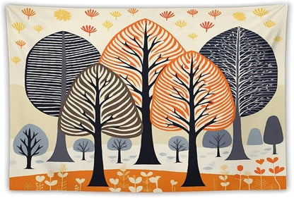 MaSiledy Tapestry Shabby Chic Trees Aesthetic Bedroom Tapestries Fall Autumn Tree Tapastry's Wall Hanging Wall Hanging for Living Room Dorm Landscape 60"x90" Xmas Wall Hanging Polyester Tapestries
