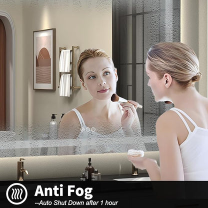 68x40 LED Lighted Mirror for Bathroom Wall Mounted, Dimmable Vanity Mirror with Lights, Anti-Fog, ETL Listed (Backlit and Front Lighted)
