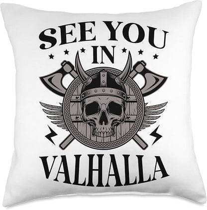 See You In Valhalla Scandinavian Pagan Norse Viking Throw Pillow