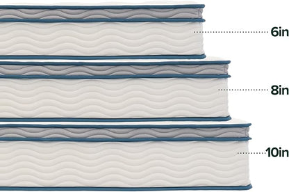 ZINUS 8 Inch Spring Sensation Hybrid Mattress [New Version], Full, Fiberglass Free, Medium Firmness, Durable Support, Certified Safe Foams & Fabric, Mattress in A Box