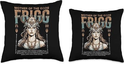 Nordic Vikings Legends Old Norse Mythology Gods Frigg Nordic Scandinavian Legends Old Norse Mythology Gods Throw Pillow, 18x18, Multicolor