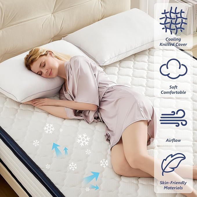 Full Size Mattress 10 Inch Full Mattress in a Box - Memory Foam & Pocket Springs, Pressure Relief, Medium Firm Comfort, Motion Isolation, Ideal for All Sleep Positions, CertiPUR-US Certified