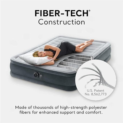 Intex Mid-Rise Air Mattress Bed with Built-in Pump, Dura-Beam Deluxe Comfort Plush, Full - Portable Luxury Travel Airbed for Adults, Camping, Guests