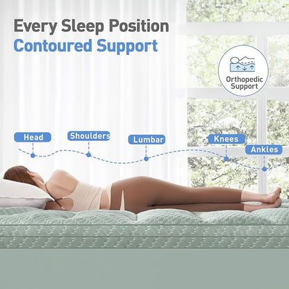 Dual Layer 3 Inch Memory Foam Mattress Topper Full Size, 2 Inch Gel Memory Foam Plus 1 Inch Cooling Pillow Top Mattress Pad Cover, with 8-21 Inch Deep Pocket, Green