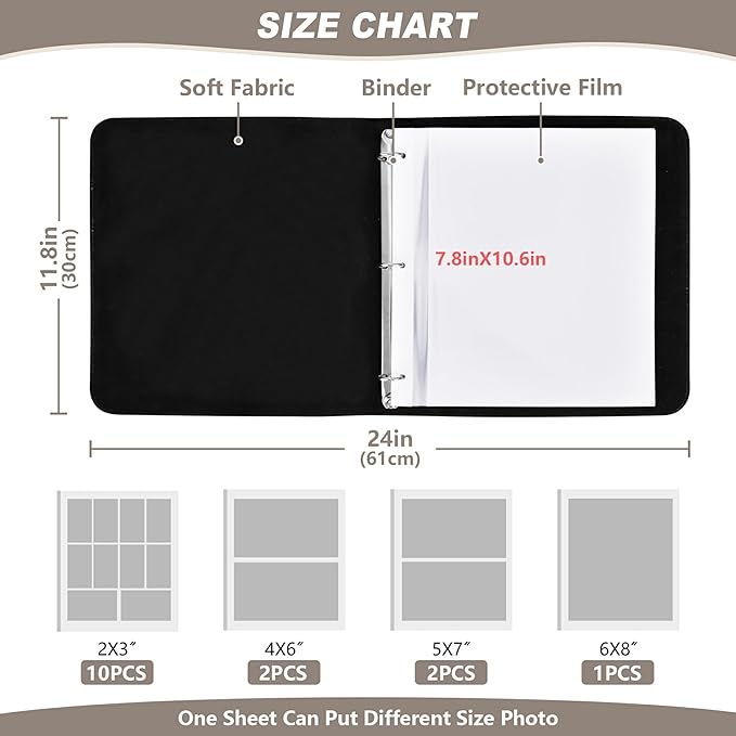 xigua Scandinavian Viking Photo Album Self Adhesive Scrapbook with 20 Detachable Sheet, DIY Album for Family Wedding Anniversary Baby Vacation Travel