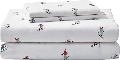 Eddie Bauer - Full Sheets, Cotton Flannel Bedding Set, Brushed for Extra Softness, Cozy Home Decor (Ski Slope, Full)