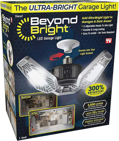 Ontel Beyond Bright LED Garage Light - Ultra-Bright, White Light that is Energy Efficient, Durable, Long-Lasting and Easy to Install (Pack of 4)