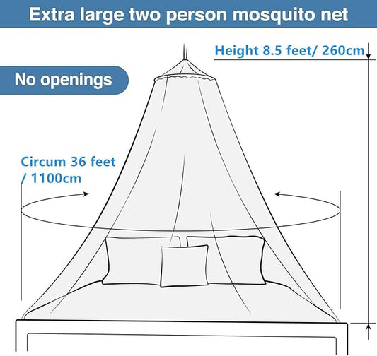 AIFUSI Mosquito Net for Bed, King Size Bed Canopy Hanging Curtain Netting, Princess Round Hoop Sheer Bed Canopy for All Kids Baby Cribs and Adult Beds Fit Twin, Full, Queen - Black