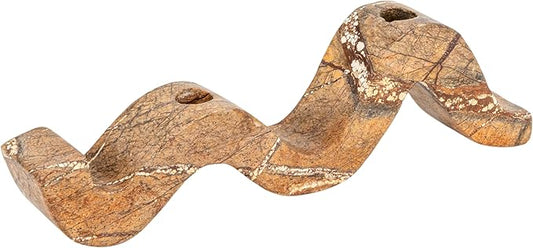 Bloomingville Marble Wave Double Taper Candle Holder, Brown Forest