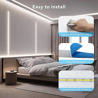 A 5V USB LED Light Strip, COB LED Strip Lights, White 5V LED Lights, Small LED Strip Light, TV Lights for TV Under Cabinet Kitchen Living Room Shelving or Displays (White, 6.56ft)