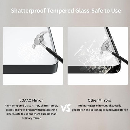 LOAAO 38x38 Inch Black Metal Framed Bathroom Mirror for Wall, Matte Black Bathroom Vanity Mirror Farmhouse, Large Rounded Rectangle Mirror, Anti-Rust, Tempered Glass, Hangs Horizontally or Vertically