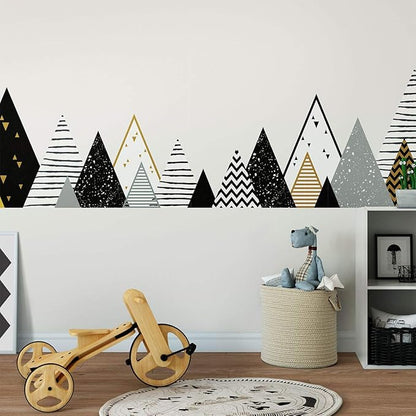 Ambiance Stickers Scandinavian Chapka Mountains Wall Decals, DIY Home Decor, Peel and Stick Removable Stickers, Waterproof and Self Adhesive Wall Art - H45 x L180 CM