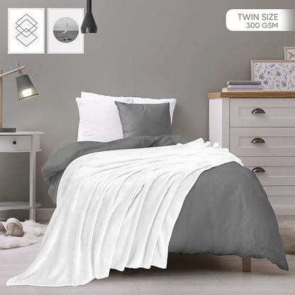 Utopia Bedding Fleece Blanket Twin Size White 300GSM Luxury Fuzzy Soft Anti-Static Microfiber Bed Blanket (90x66 Inch)